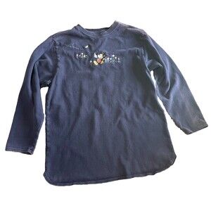 Vintage Disney Embroidered Sweater Navy Blue Mickey Mouse Size Medium